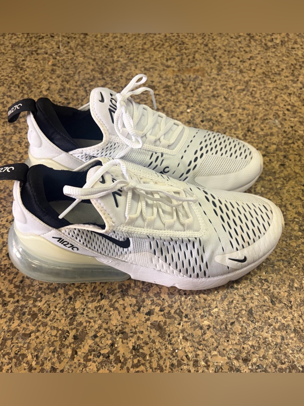 Nike White and Black Air Max 270 Sport Sneakers